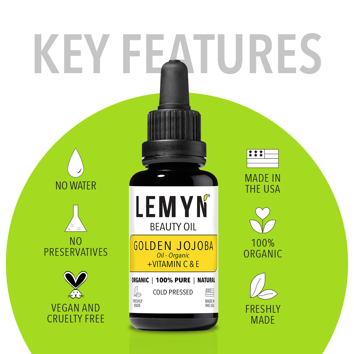 Golden Jojoba Vitamin C Face Oil | Freshly Made | Vitamin C THD Supercharged | Organic